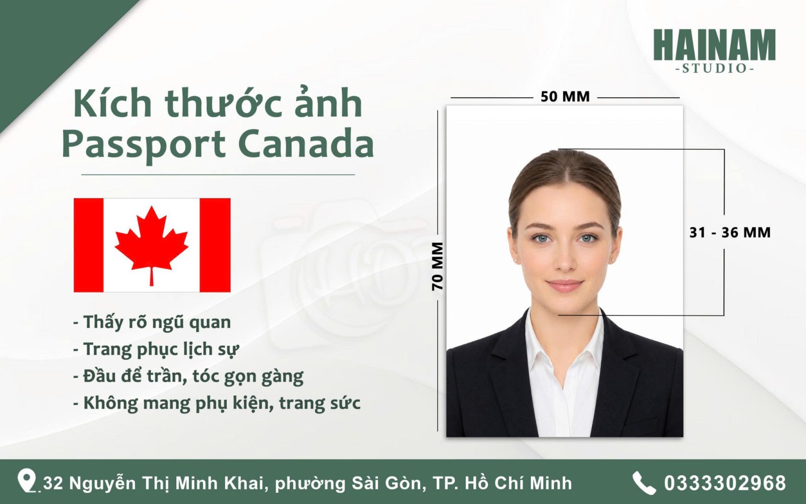 Ảnh visa / passport Canada – đúng quy cách, có xác nhận studio